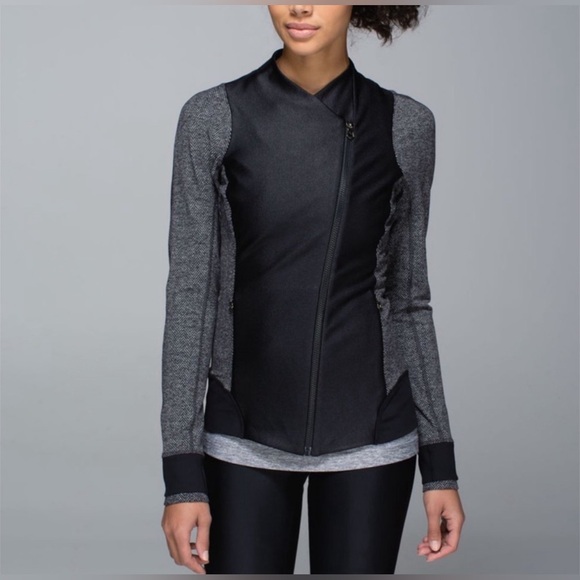 lululemon athletica Jackets & Blazers - Lululemon Emerge Renewed Jacket Size 6 Grey Black Herringbone GUC